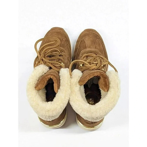 Michael Kors Women's Liv Wedge Booties Dark Caramel Suede Size 9.5 M (MSRP $250) - Picture 6 of 9